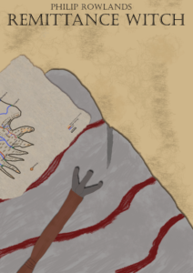 A wand lies on a blanket next to a torn map. At the top of the image are the words "Remittance Witch".